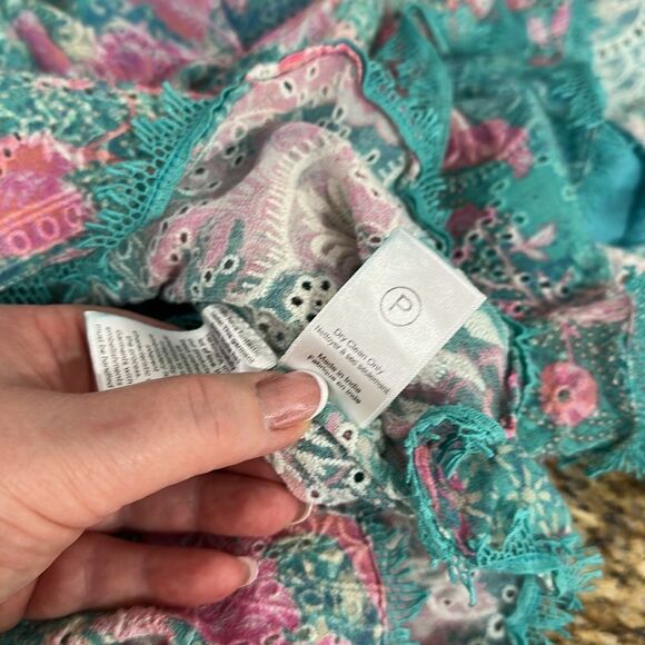 HEMANT & NANDITA Kefi One Shoulder Mini Dress in
Cyan Size S - Picture 9 of 13